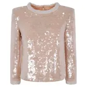 [Self-Portrait] Pearl Trim Sequin Top