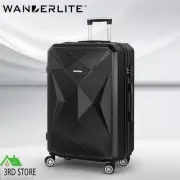Wanderlite 28" Luggage Trolley Suitcase Carry On Travel Stoage Hardshell Black