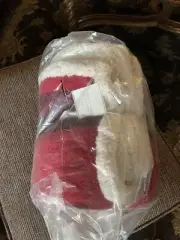 Pottery Barn Buffalo Check Throw Sherpa Faux Fur Red & Black Christmas