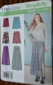 Simplicity 1782 Easy To Sew Misses Skirts 4 Lengths Pattern Sz 6-14 Uncut
