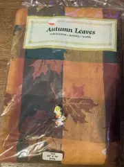 Autumn Leaves Mantel Cotton Oval Tablecloth In Orange & Green 52”x70” BB4