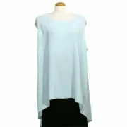 EILEEN FISHER Dewberry Blue Silk Crepe High Low Sleeveless Tunic Top 3X