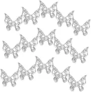 WOFASHPURET 30pcs Silver Metal Butterfly Nail Gems Durable Rhinestone Nail Charms with Bow Design for Manicure and DIY Craft