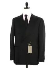 $2,195 CANALI - Black *CLOSET STAPLE* Notch Lapel DOUBLE BREASTED Tuxedo Suit -