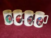 SET of FOUR (4) Coca-Cola "SANTA" "Porcelain" "CUPS"