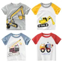 在飛比找蝦皮商城優惠-童裝夏季男童T恤短袖 韓版兒童服裝寶寶衣服卡通小汽車圖案