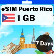 eSIM Puerto Rico - 1 GB - 7 Days - Travel eSIM | QR code activation