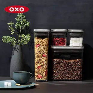 美國OXO POP 不鏽鋼咖啡豆保鮮盒(含配件)-1.6L