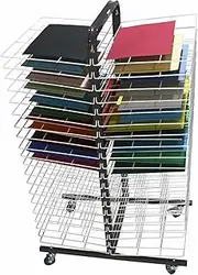 Art Drying Rack for Classroom,Double-Sided Painting Rack On Wheels,Suitable for Home and Art School Drying Rack(40 Shelves)