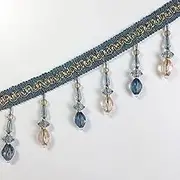 Fringe Trim，Curtain Tassels， 12 Meters Hanging Beads Trimming Lace Braid Beaded Pendant Tassel Fringe Trim Sewing Crafts Home Curtain Sofa Decor(Light Blue)