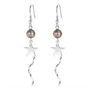 2PCS Copper Jewelry Fashion Woman Earrings Retro Pentagram Long Tassel Hook Earrings