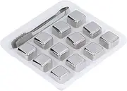 Whiskey Stones, 12 Pcs Whiskey Stones Set, Premium Reusable Stainless Steel Ice Cubes with Tong and Storage Box, for Home Bars, Parties, and Gifts