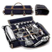 Bar Bartender Carrying Bag Creative Bartender Canvas Toolkit Pack Bar Tools Cocktail Shaker Set Stor Dark blue