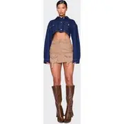 Mocha Cargo Pocket Detail Micro Mini Skirt, Mocha