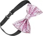 [JEWEDECO] Elegant Men's Bow Tie Pre-tied Sparkling Sequin Bow Tie for Formal Events Tuxedo Accessory Faux Leather Adjustable for Comfort