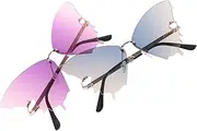 [PACKOVE] 2Pcs Butterfly Fashion Sunglasses for Women Gradient Color Oversized Lightweight Unique Design for Summer Events and Festivals