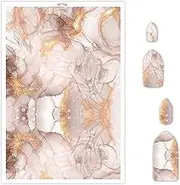 Briartw 10 Sheets Polymer Clay Transfer Paper - Per Sheet 5.82 X 3.93 inch Water-Soluble Transfer Sheets for DIY Clay Jewelry Making Disposable Stickers -Rose Gold Marble