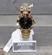 Armitron Woman's Gold-Tone - Genuine Crystal Accented Watch - 75/5813BKGP - NEW!