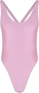 [BLEXX] Mens Swimwear - Summer Sexy Solid One Piece Swimsuit Sissy Lingerie Bodysuit High Cut Thong Backless Leotard Jumpsuit Bathing (Color : Pink, Size : XL)