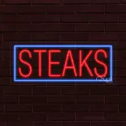 BRAND NEW "STEAKS" w/BORDER 30x12X1 INCH LED FLEX WINDOW/WALL INDOOR SIGN 30295