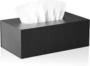 JiaWei Tissue Box Cover Rectangular, Black Facial Tissue Box Cover Car Tissue Box Napkin Dispenser for Bedroom, Office and Bathroom
