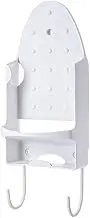 Wall Mount Ironing Board Holder and Hook Hanger - Iron Storage Rack for Laundry Rooms Organizer (White)