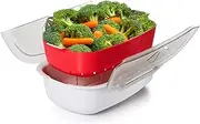 FSONA Vegetable Steamer for Microwave,Microwave Food Steamer Cooker with Lid Dishwasher Safe Detachable Food Cooker for Kitchen