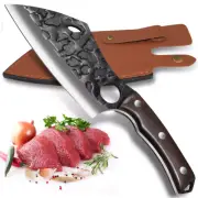 Full Tang 5.8in Meat Cleaver Knife Carbon steel Forged Camping Knife with Sheath