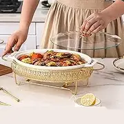 Chafing Dish Ceramics Chafer Buffet Server Warming Tray Food Buffets Food Warmer for Parties Buffet Set Chaffing Dishes,for Wedding, Parties, Banquet, Catering Events