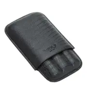 WOLF Blake Black 3 Piece Cigar Leather Case. RRP £95
