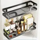 Sturdy Wall Mount Spice Rack Stainless Steel Holder for Kitchen Storage