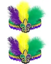 Wittocs 2 Pack Mardi Gras Fluer Di Lis Headband Sequin Fascinators Purple