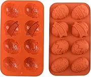 Mirenlife 2 Pack Easter Egg Shaped Silicone Cake Mold, 8-Cavity Silicone Egg Molds, Egg Tray, Baking Supplies for Cake Decorating, Chocolate, Candy, Jello, Baking Pan for Muffin, Bread and More