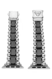LAGOS Smart Caviar Black Ceramic & Stainless Steel Apple Watch® Watchband