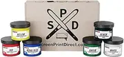 Screen Printing Ink Set - Rapid Cure® 6 Color Plastisol Ink for Screen Printing Fabric - Low Temperature Curing 8 oz. Plastisol Ink by Screen Print Direct® - Inks for Silk Screens and Mesh