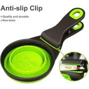 3 in 1 Pet Scoop Folding Grain Bag Holder Measuring Cup Dog Food Spoon