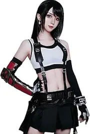 SHANSHAN Tifa Lockhart Cosplay Costume Final Fantasy Cosplay FF7 Remake Full Set Outfits Halloween (S-XXL) White