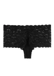 Hanro Moments Black Lace Briefs, Briefs, Scalloped Lace Front Panel - M M