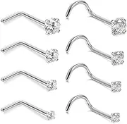 [Vitaltyextracts] Hypoallergenic Nose Screw Studs Round Diamond Surgical Steel Nose Rings Piercing Kit