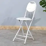 Folding Bar Stool with Padded Cushion Back, 18 Inch Round Foldable Dining Chairs, Portable Stackable Event Seat for Garden Party Office Kitchen(White)