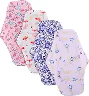 SEWOART 4pcs Women's Menstrual Pads Bamboo Charcoal Reusable Sanitary Napkins Washable for Travel