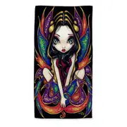 Colorful Magnificent Wings Big Eyed Fairy Microfiber Beach Towel