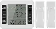 Aswalling 1Set Freezer Thermometer Wireless 2 Remote Sensors Alarm Low Temperature Refrigerator Thermometer Clock