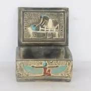 Rare Ancient Egyptian Mummification Box Pharaoh Isis Anubis Antique Jewelry Box