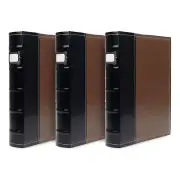 Bellagio-Italia 3-Ring Office Binder - Brown - Leather - 3 Pack