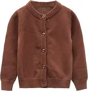 [GLEAMING GRAIN] Toddler Knit Cardigan Sweaters Baby Boys Girls 100% Cotton Solid Color Basic Sweater 18M-6T