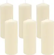 [Stonebriar] 80 Hour Long Burning Unscented Pillar Candles, 3x8, Ivory, 6 Count