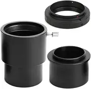 Astronomical Telescope to Video Camera Adapter Set, 2in Eyepiece Connection Tube, 2in to T Adapter, M42x0.75 Thread, Detachable, for, AI, AF Cameras (AF)