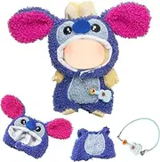 3 Pcs Blue Doll Clothes Compatible with Labubu 17cm Dolls, Doll Outfit Accessories Sets Include 1 Bodysuits 1 Hats 1 Pendants Girl for Best Gifts No Doll