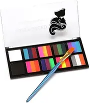 Professional Face & Body Painting Kit 10 Colors Rainbow Water Activated Paints Split Cakes Palette Makeup Cosplay Facepaints with Brush Safe & Hypoallergenic for Halloween Costume Party